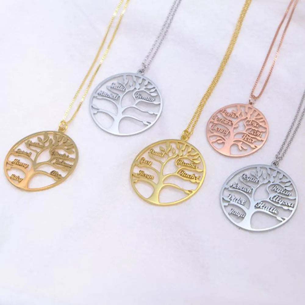 Custom Tree of Life Name Necklace Personalized Gold, Rose-Gold, Silver