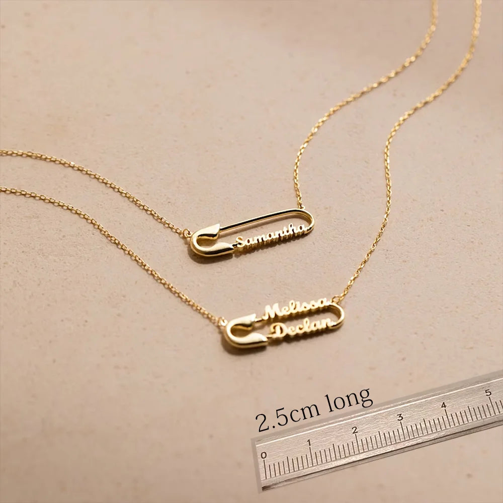 Custom Name Paper Clip Pendant Necklace for Women Personalized Gold, Rose-Gold, Silver