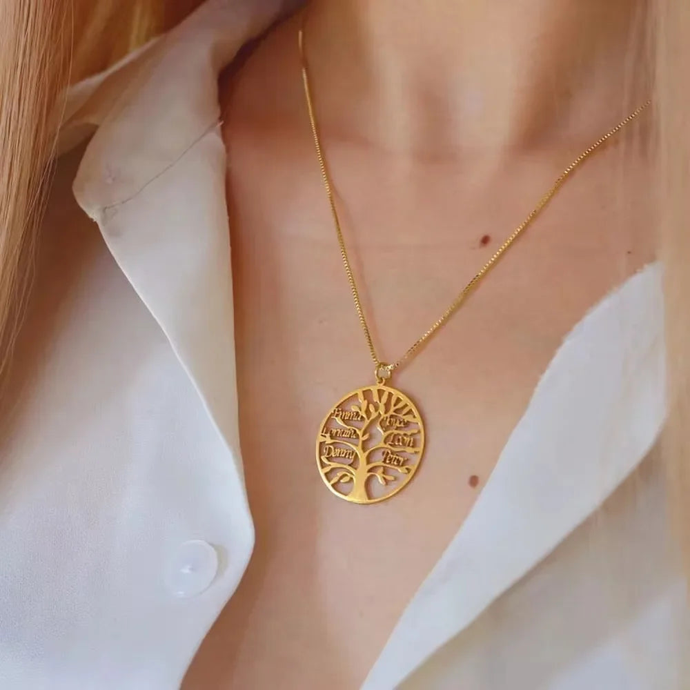 Custom Tree of Life Name Necklace Personalized Gold, Rose-Gold, Silver