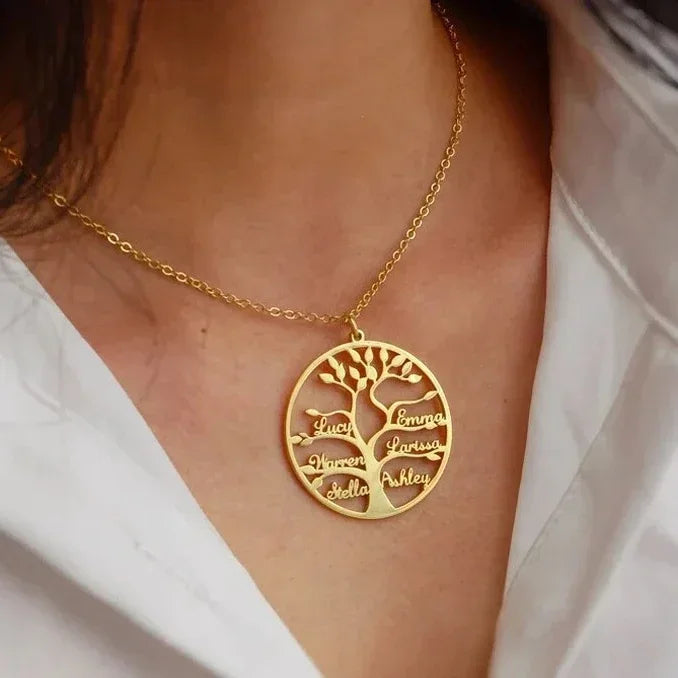 Custom Tree of Life Name Necklace Personalized Gold, Rose-Gold, Silver